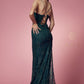Glittering Prom Dress with Deep V-Neck Bodice