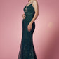 Glittering Prom Dress with Deep V-Neck Bodice