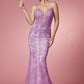 Glittering Prom Dress with Deep V-Neck Bodice