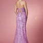 Glittering Prom Dress with Deep V-Neck Bodice