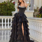 Jess Black Organza Tiered Ballgown