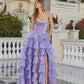 Jess Deep Lavender Organza Tiered Ballgown