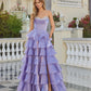 Jess Deep Lavender Organza Tiered Ballgown