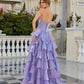 Jess Deep Lavender Organza Tiered Ballgown
