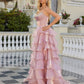 Jess Dusty Rose Organza Tiered Ballgown
