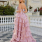 Jess Dusty Rose Organza Tiered Ballgown