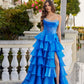 Jess Royal Blue Organza Tiered Ballgown