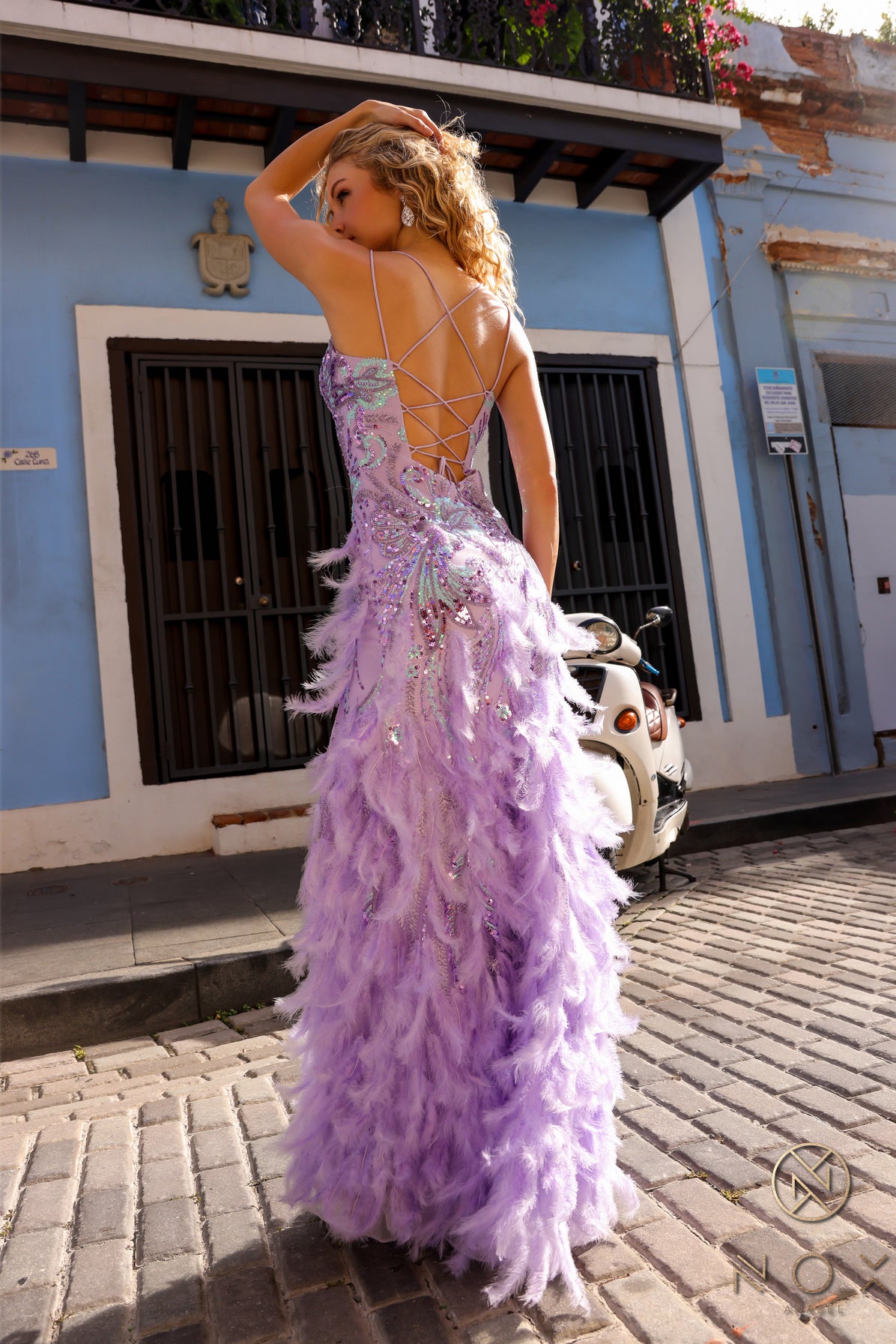 Sequin and Feather Mermaid Prom Dress