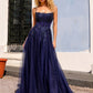 Breathtaking Navy Blue A-line Prom Dress