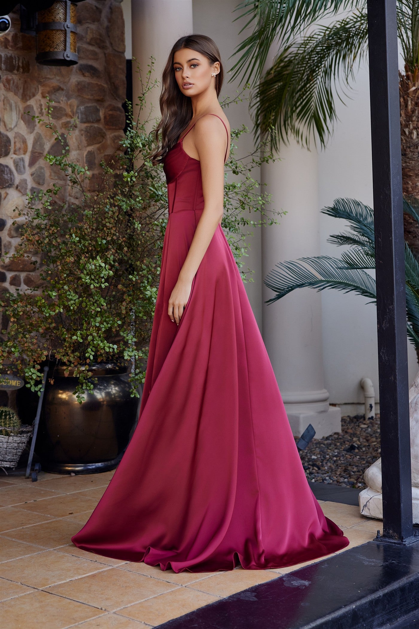 A-line Scoop Neckline Stretch Satin Prom Dress