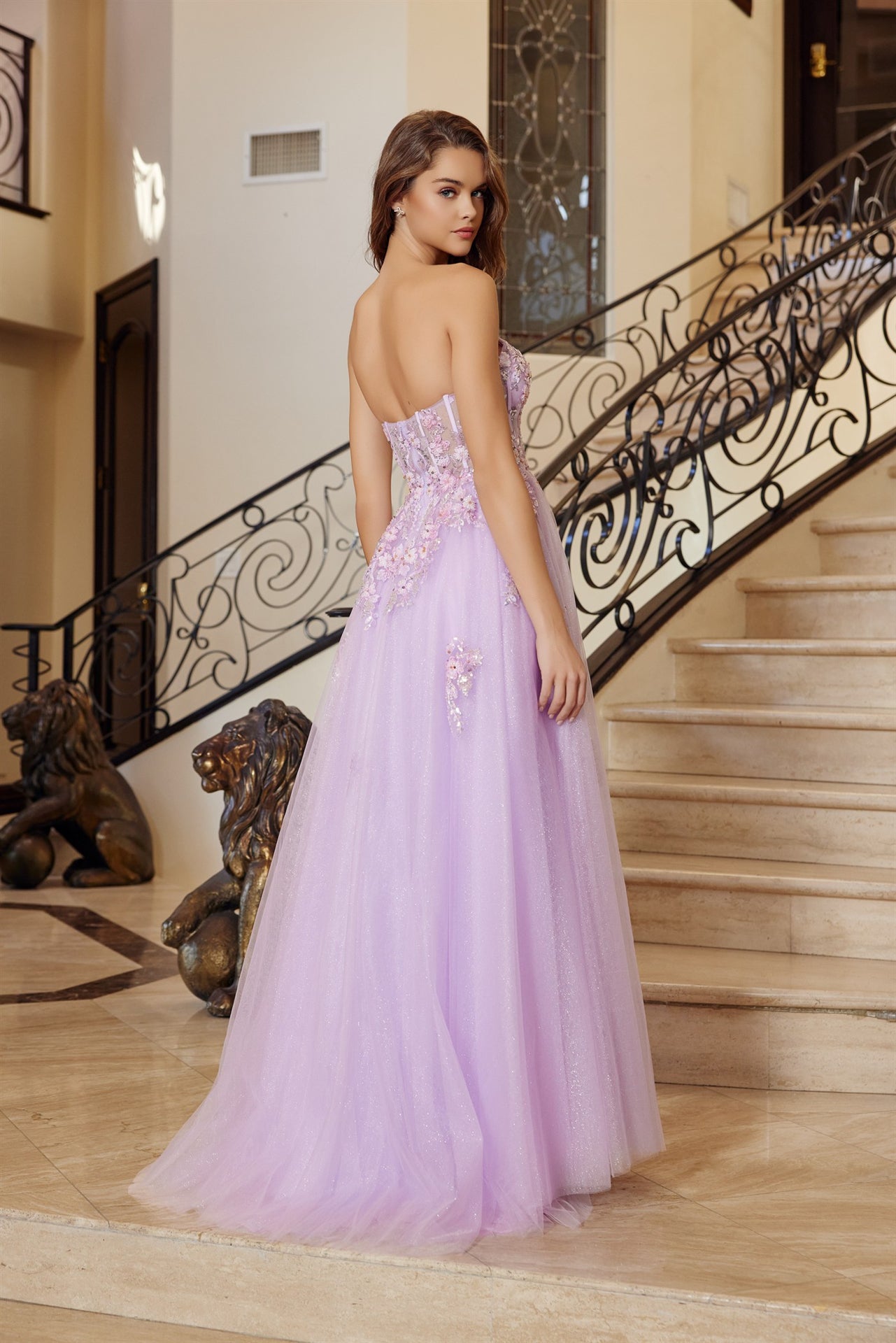 Fit and Flare Long Tulle Prom Dress