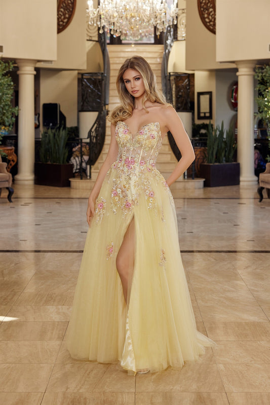 Fit and Flare Long Tulle Prom Dress