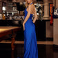 Cassia Royal Blue Halter Prom Dress