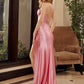 Satin Prom Dress with Cowl Neck and Spaghettic Straps