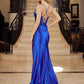 Satin Prom Dress with Cowl Neck and Spaghettic Straps