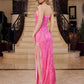 Long Strapless Beaded Semi-Sweetheart Prom Dress