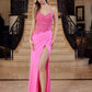 Stretch Satin Prom Dress with Beaded Bodice