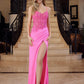 Stretch Satin Prom Dress with Beaded Bodice