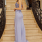 Stretch Satin Prom Dress with Beaded Bodice
