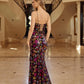Full Sequin Floral Prom Dress