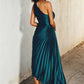 Olympia Asymmetrical Pleated Maxi Dress