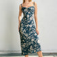 Floral Cowl Neck X Back Midi Dress