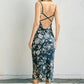 Floral Cowl Neck X Back Midi Dress