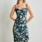 Floral Cowl Neck X Back Midi Dress