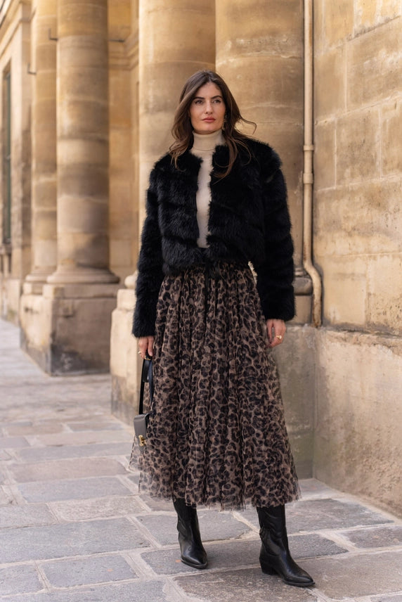 Aria Leopard Print Tulle Skirt