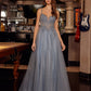 smokey blue prom dress
