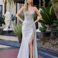 Prom Dress with Plunging V Neckline and Beaded Bodice