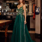 Green tulle prom dress