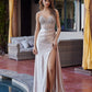 Prom Dress with Plunging V Neckline and Sheer Waist