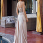 Prom Dress with Plunging V Neckline and Sheer Waist
