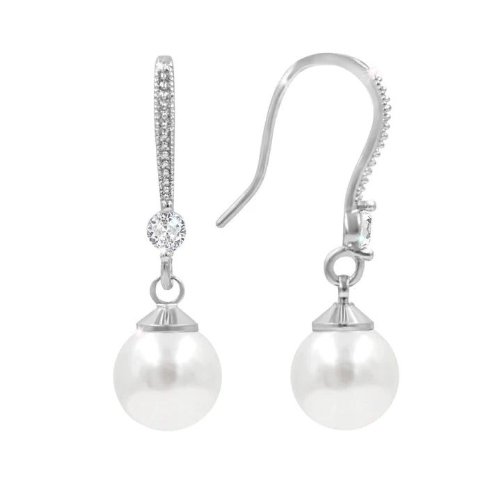 Royal Pearl Drop CZ Earring