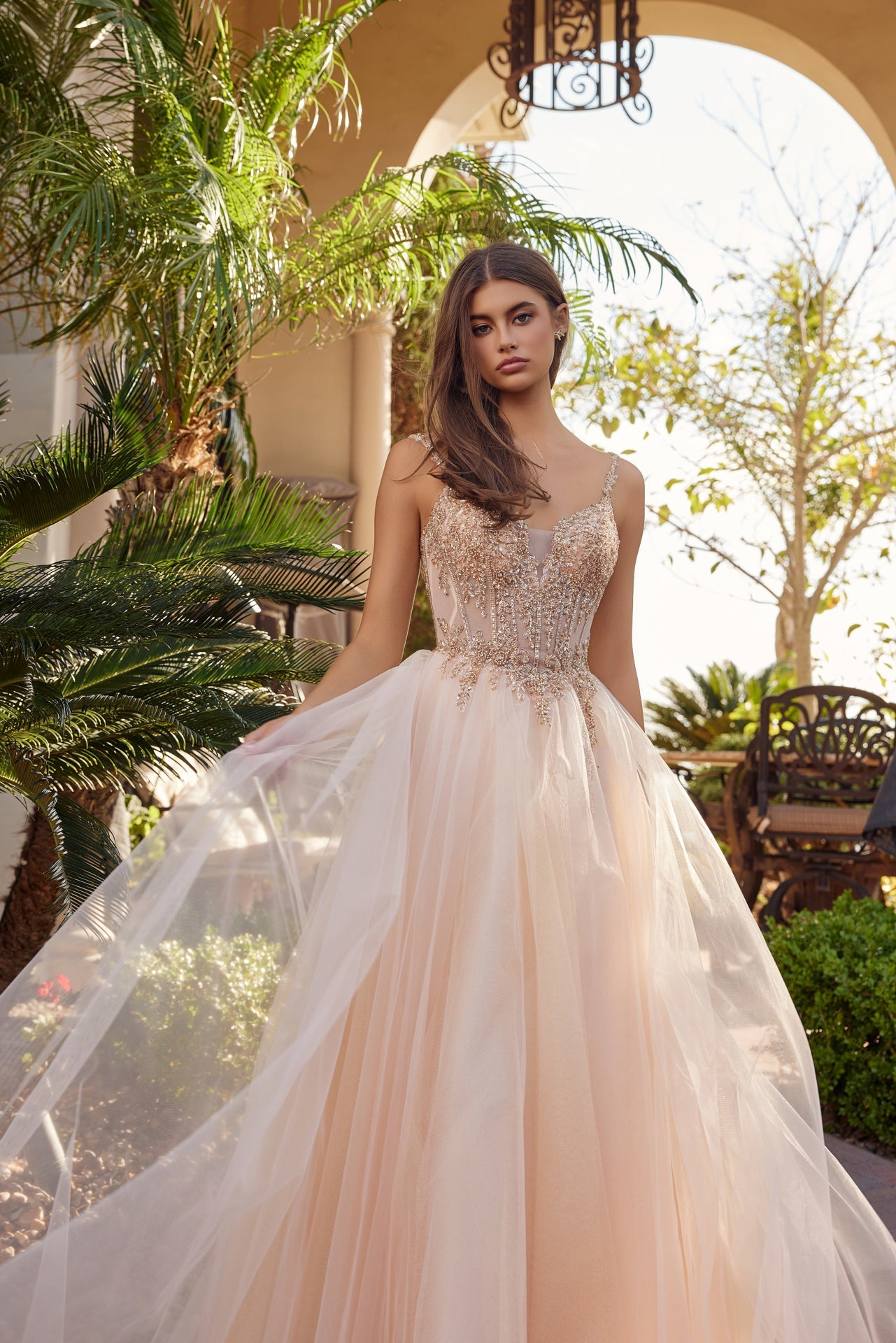 champagne prom dress