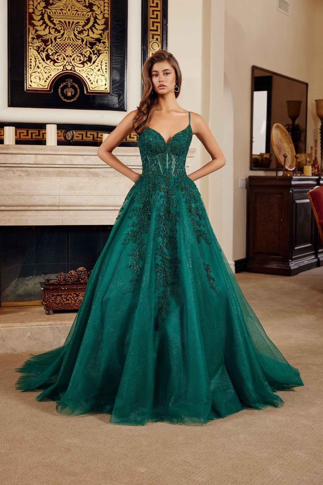 green long prom dress