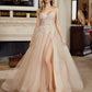 champagne prom dress