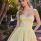 yellow jacquard prom dress