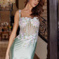 Full Sequined Flower Design Embroidered Prom Dress