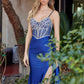 Prom Dress with Plunging V Neckline and Sheer Waist