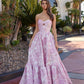 pink jacquard prom dress