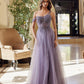 violet floral ball gown