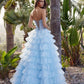 Blue layered prom dress