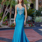 Glitter Satin Fit and Flare Prom Dress