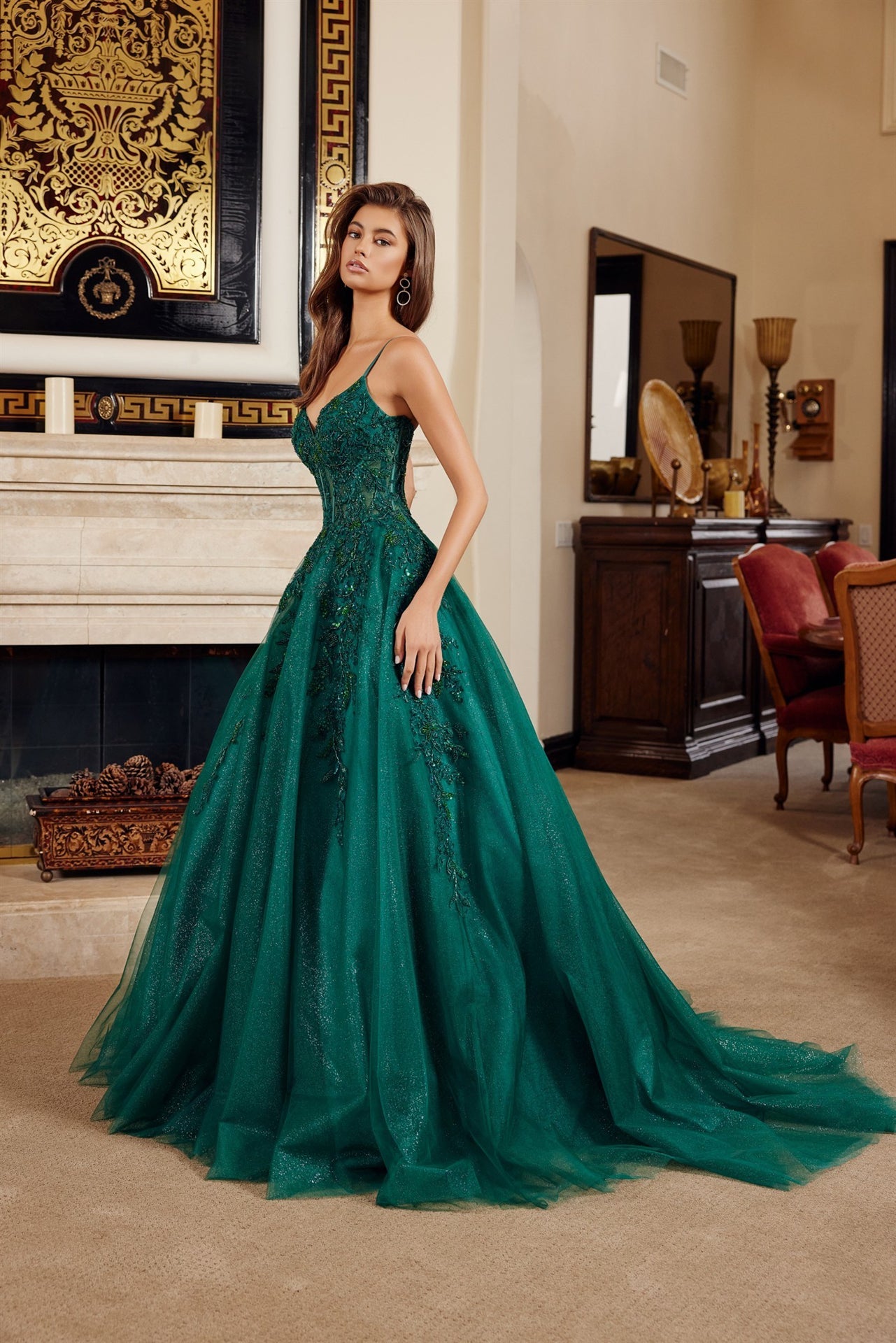 green long prom dress