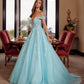Aqua ball gown prom dress