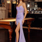 Stretch Satin V Neckline Prom Dress with Spaghetti Straps