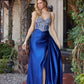 Prom Dress with Plunging V Neckline and Sheer Waist