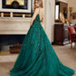 Emerald ball gown prom dress